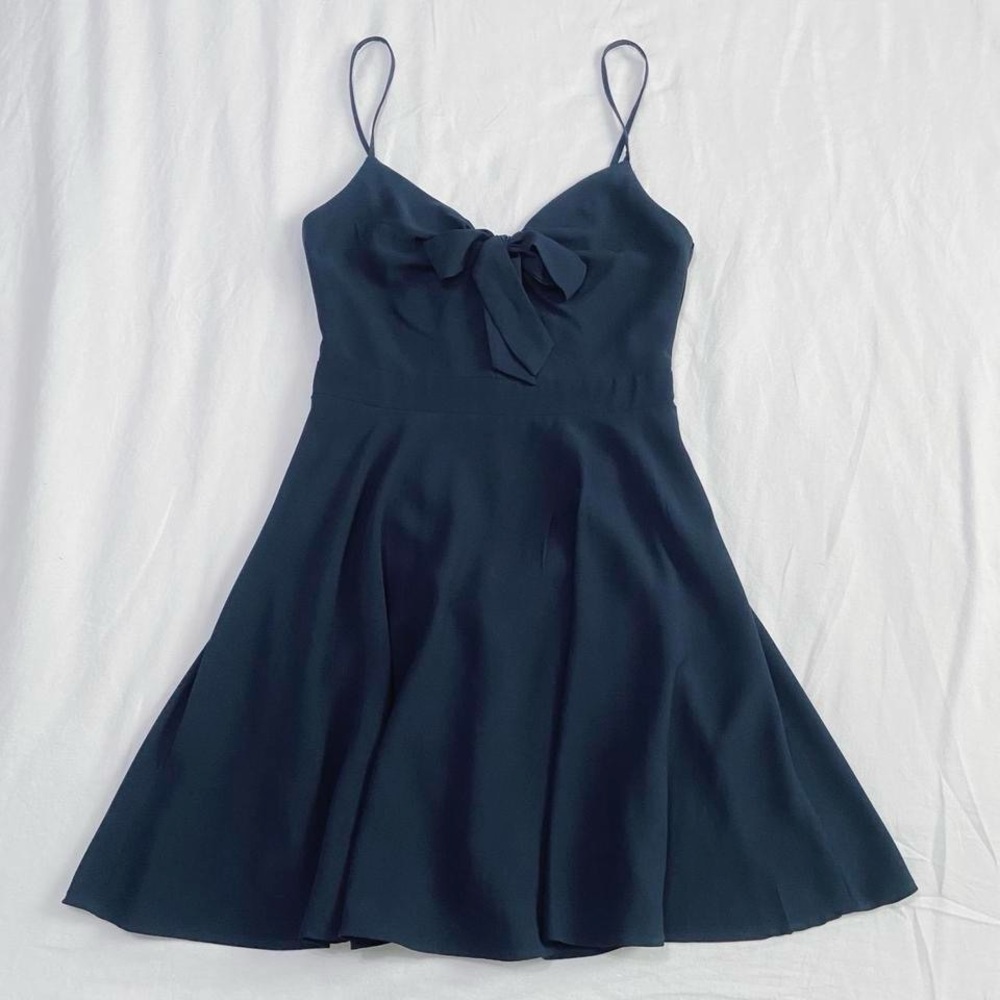 B Darlin Navy Blue Spaghetti Strap Tie Bust A Line Mini Dress size 1/2